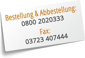 Hotline 0800 2020333 (gebührenfrei aus d. dt. Netz), 03723 407444 (per Fax)